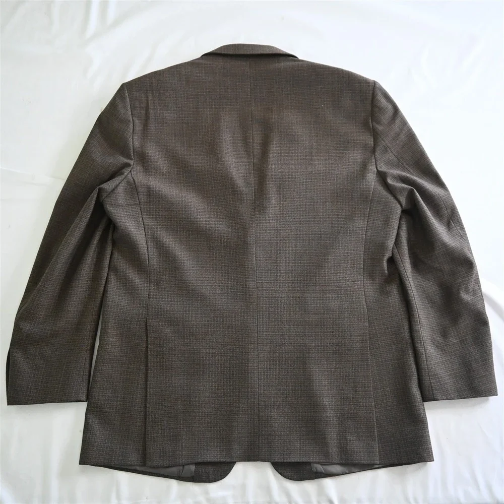 Jos A Bank 46L Brown Check‎ 100% Wool Mens Blazer Suit Jacket Sport Coat